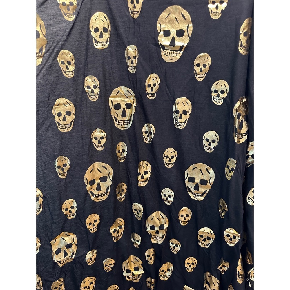 Alexander McQueen Black Gold Metallic Skull Scarf Modal Cashmere Made in Italy - Picture 2 of 6